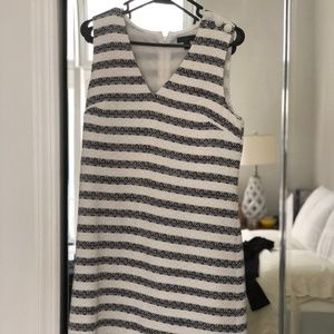 JCrew Shift Dress, White & Navy, Size 8